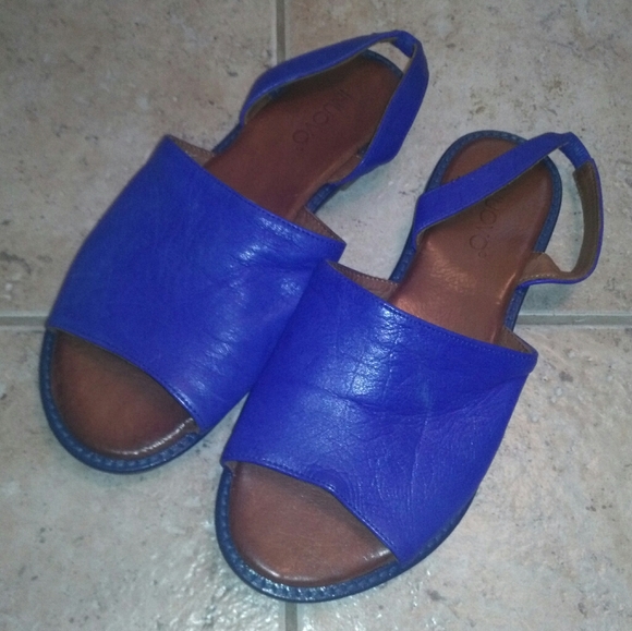 Cobalt blue leather flat sandals 37 US - Picture 1 of 5